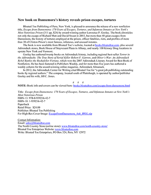 Press Release Escape from Dannemora